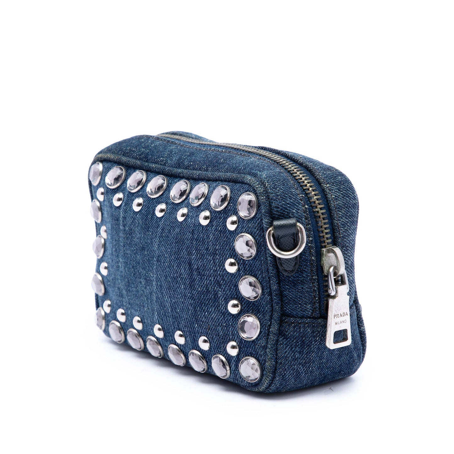 Prada Mini Denim Borchie Bijoux Camera Bag