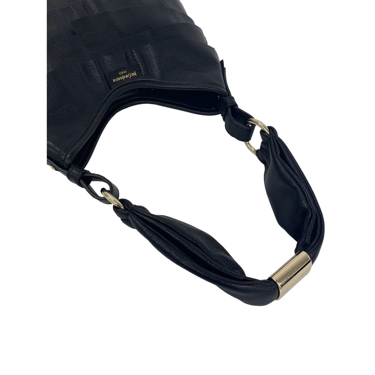 Saint Laurent Ruffled Leather Saint Tropez Hobo — Black