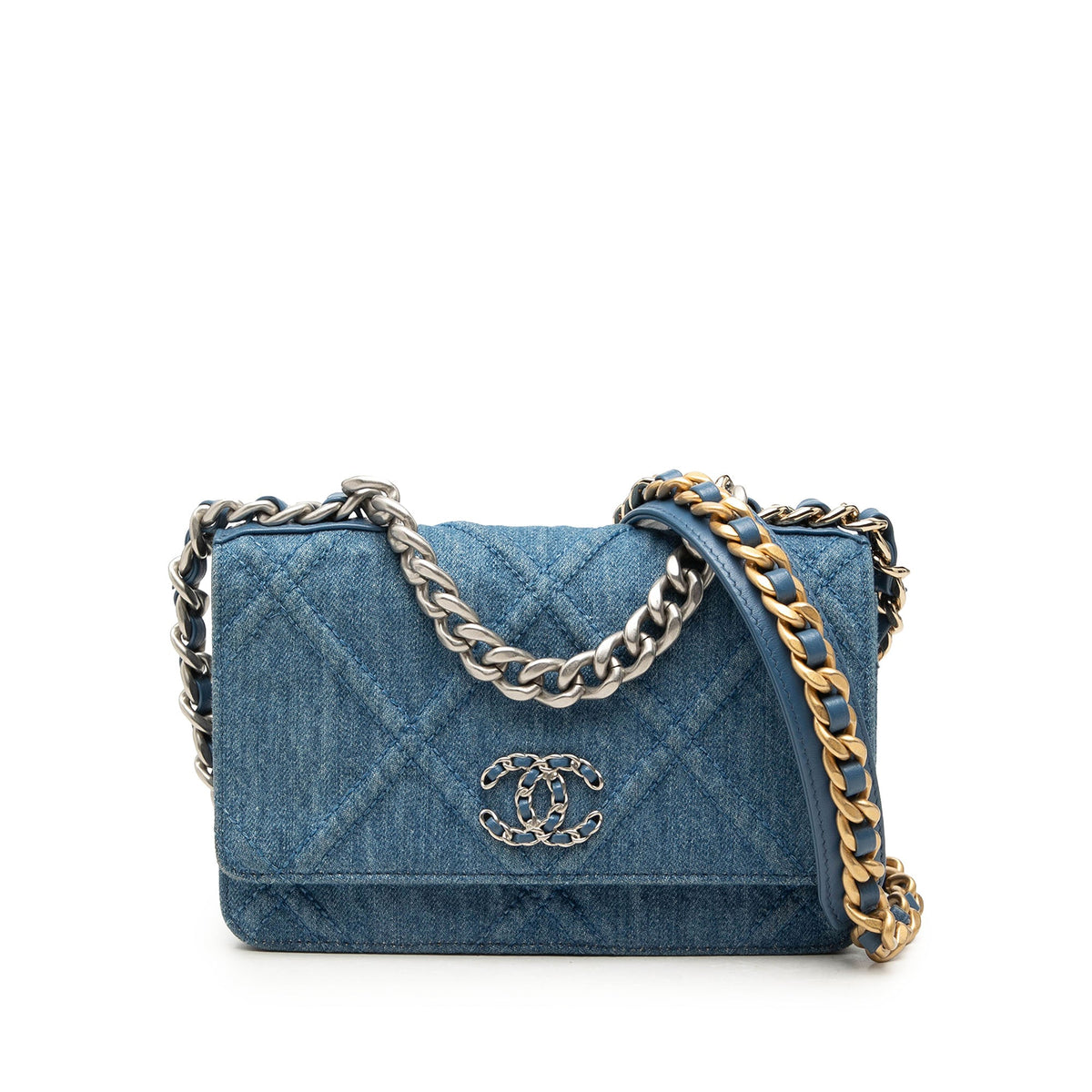 Chanel Denim 19 Flap Wallet On Chain