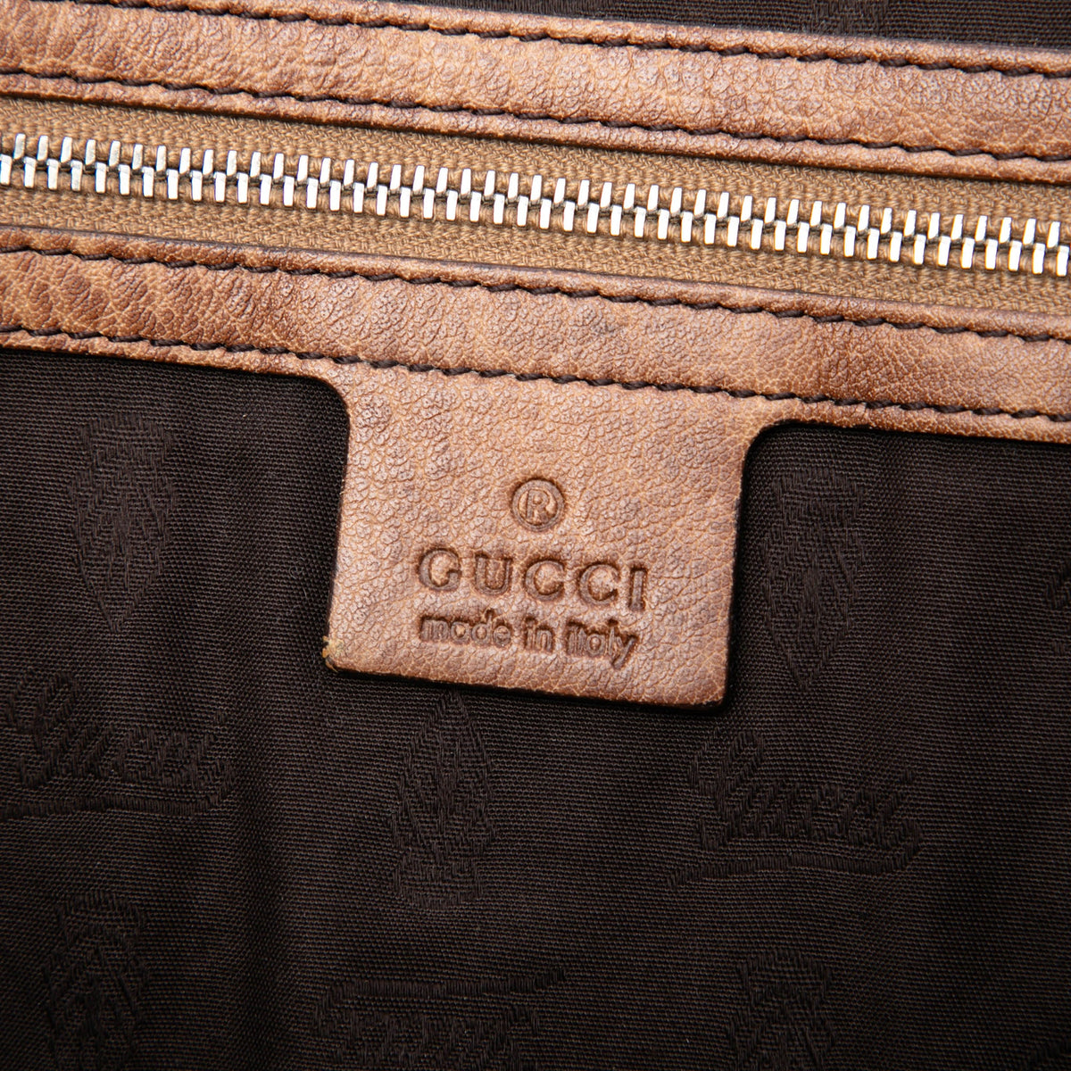 Gucci Medium Guccissima Trimmed Calfskin Bamboo Libeccio Tote — Brown