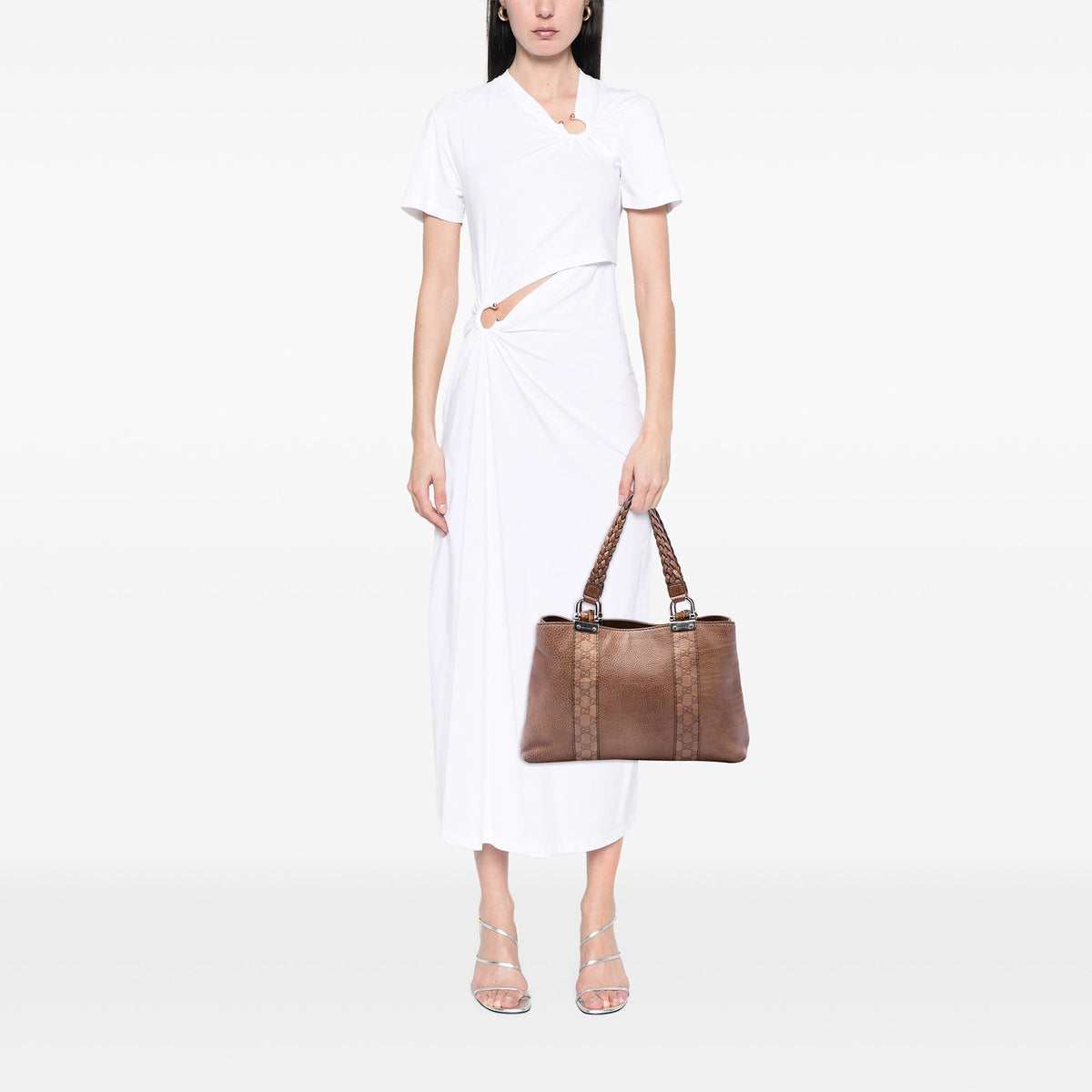 Gucci Medium Guccissima Trimmed Calfskin Bamboo Libeccio Tote — Brown