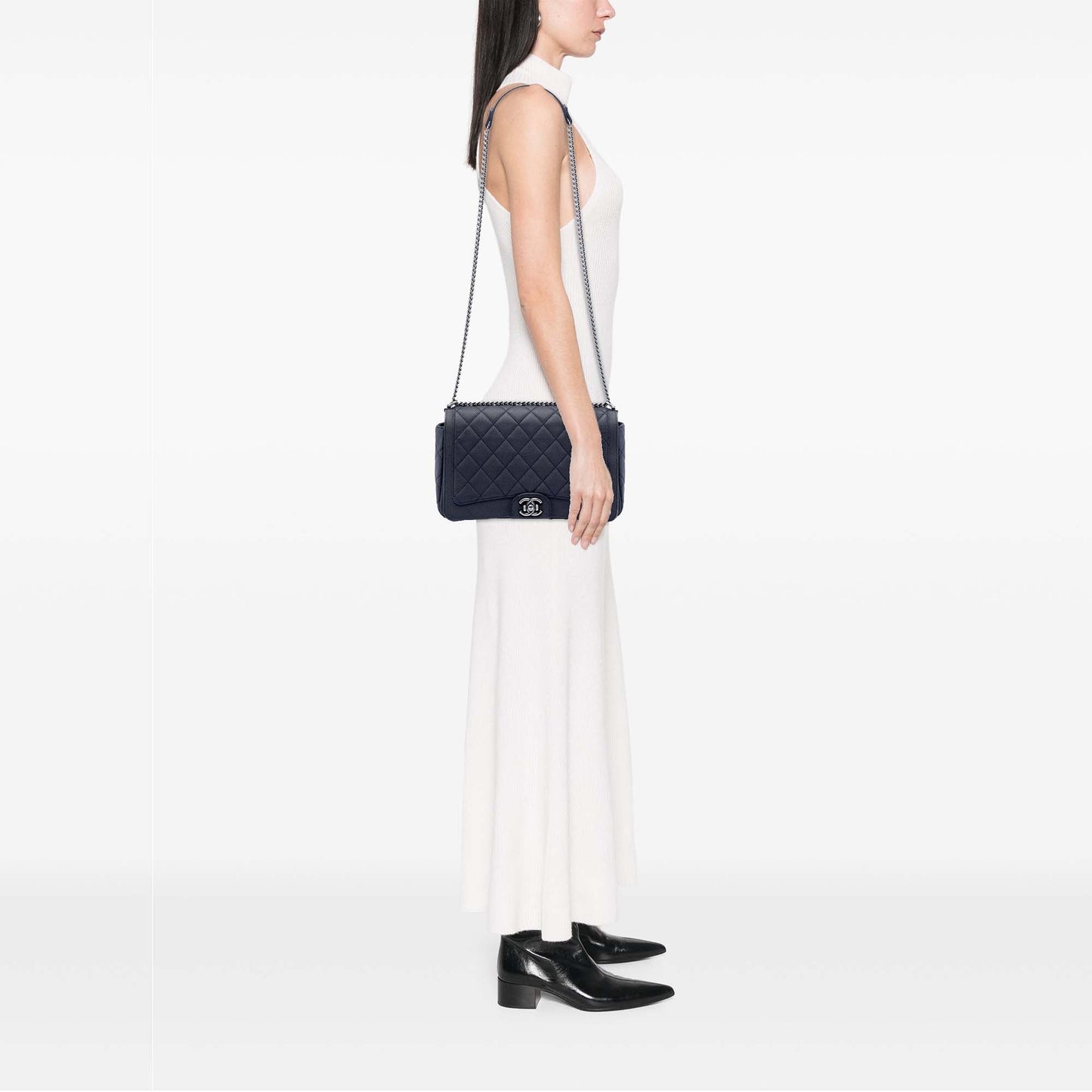 Chanel Large Washed Caviar Turn Around Ligne Flap