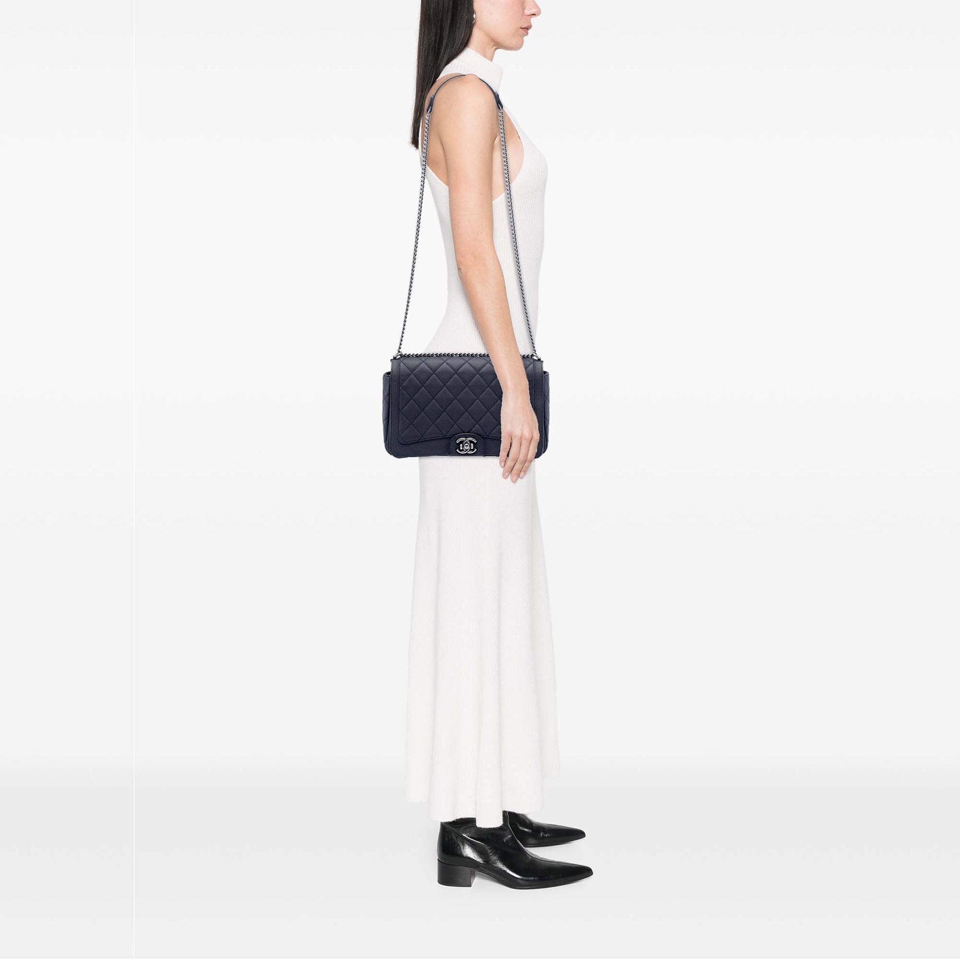 Chanel Large Washed Caviar Turn Around Ligne Flap