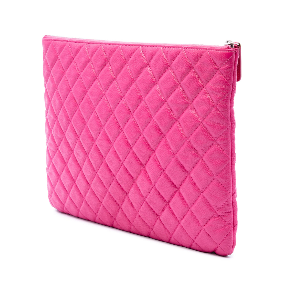 Chanel Large Quilted Caviar O Case Clutch — Pink