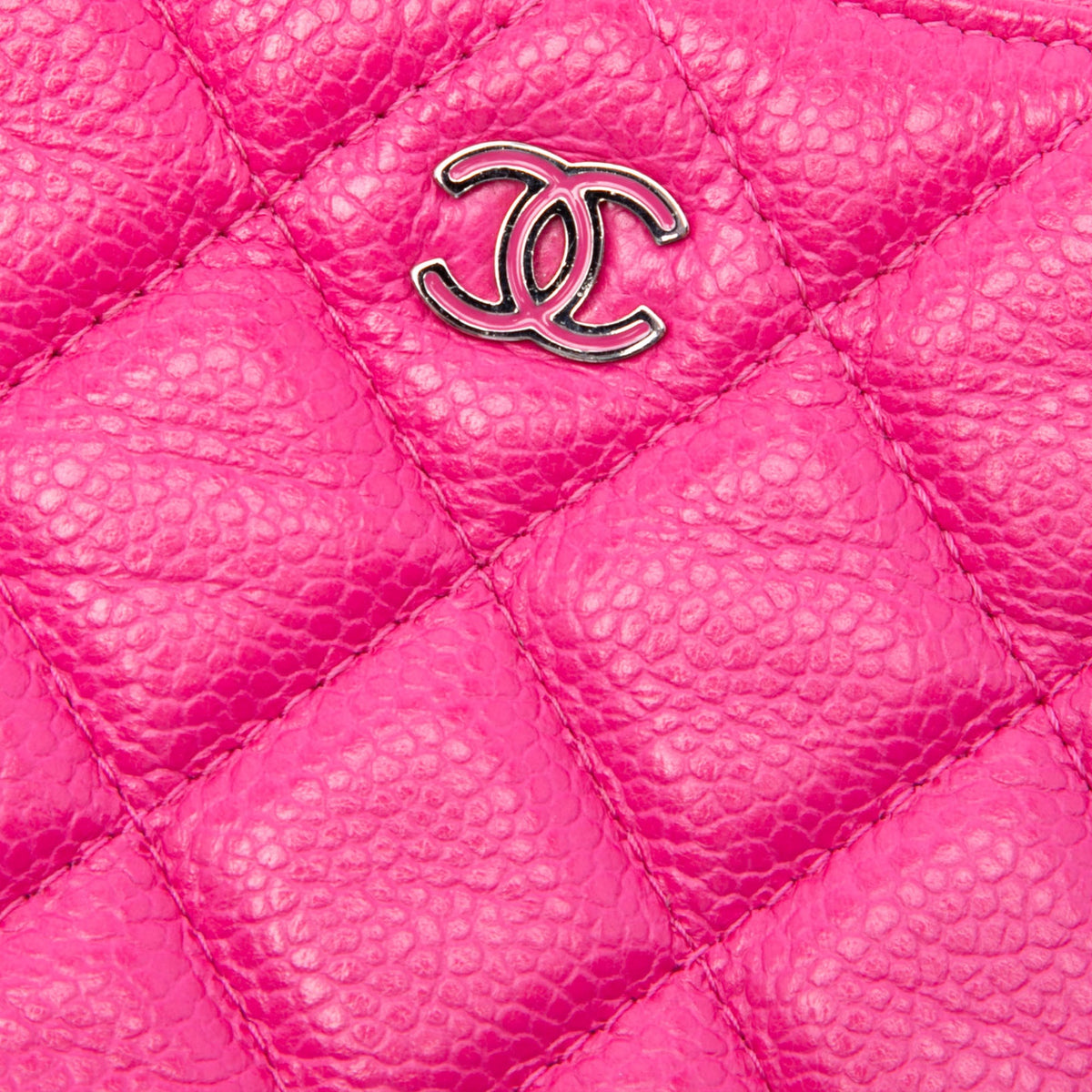 Chanel Large Quilted Caviar O Case Clutch — Pink