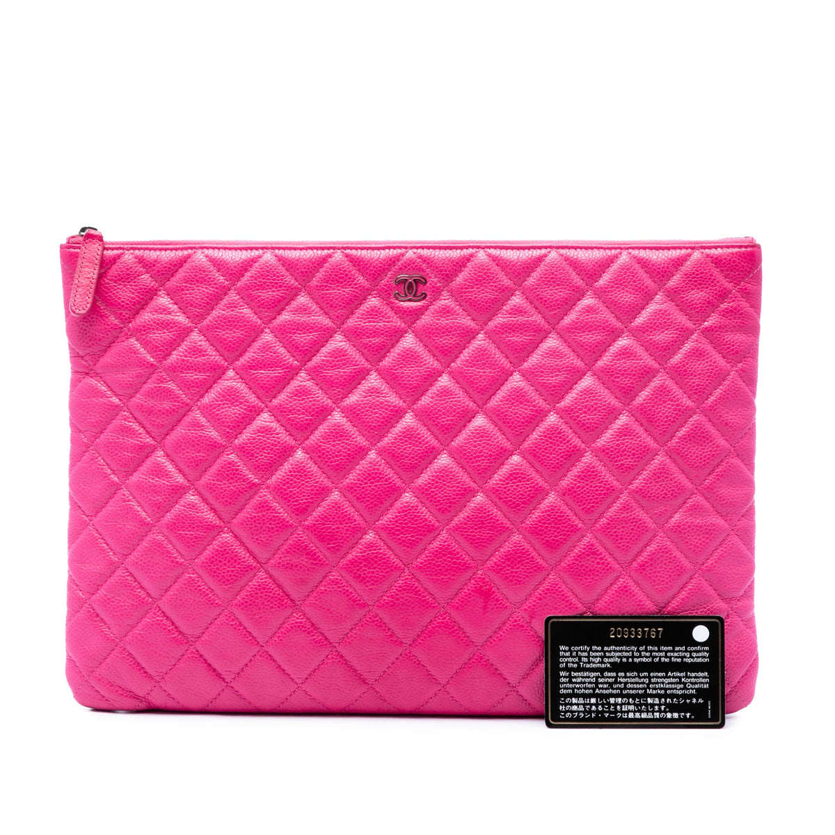 Chanel Large Quilted Caviar O Case Clutch — Pink