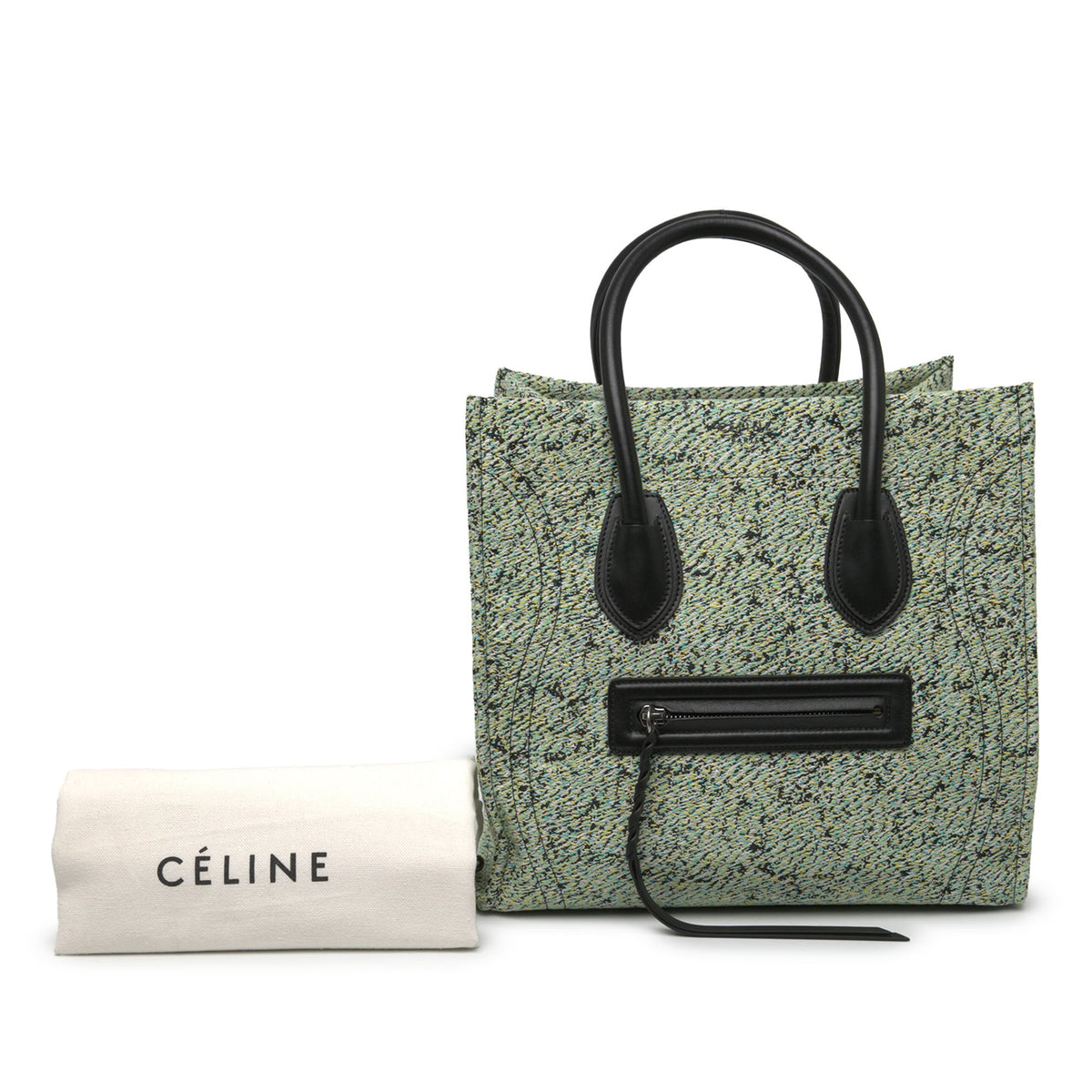 Celine Medium Tweed Phantom Luggage Tote — Green