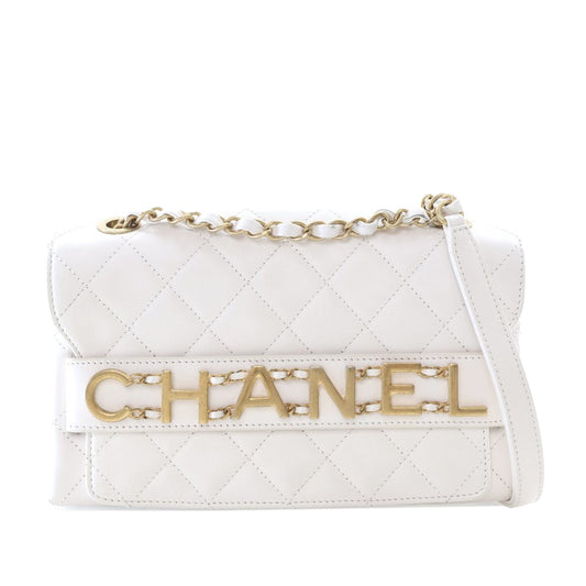 Chanel Medium Quilted Calfskin Logo Enchained Flap