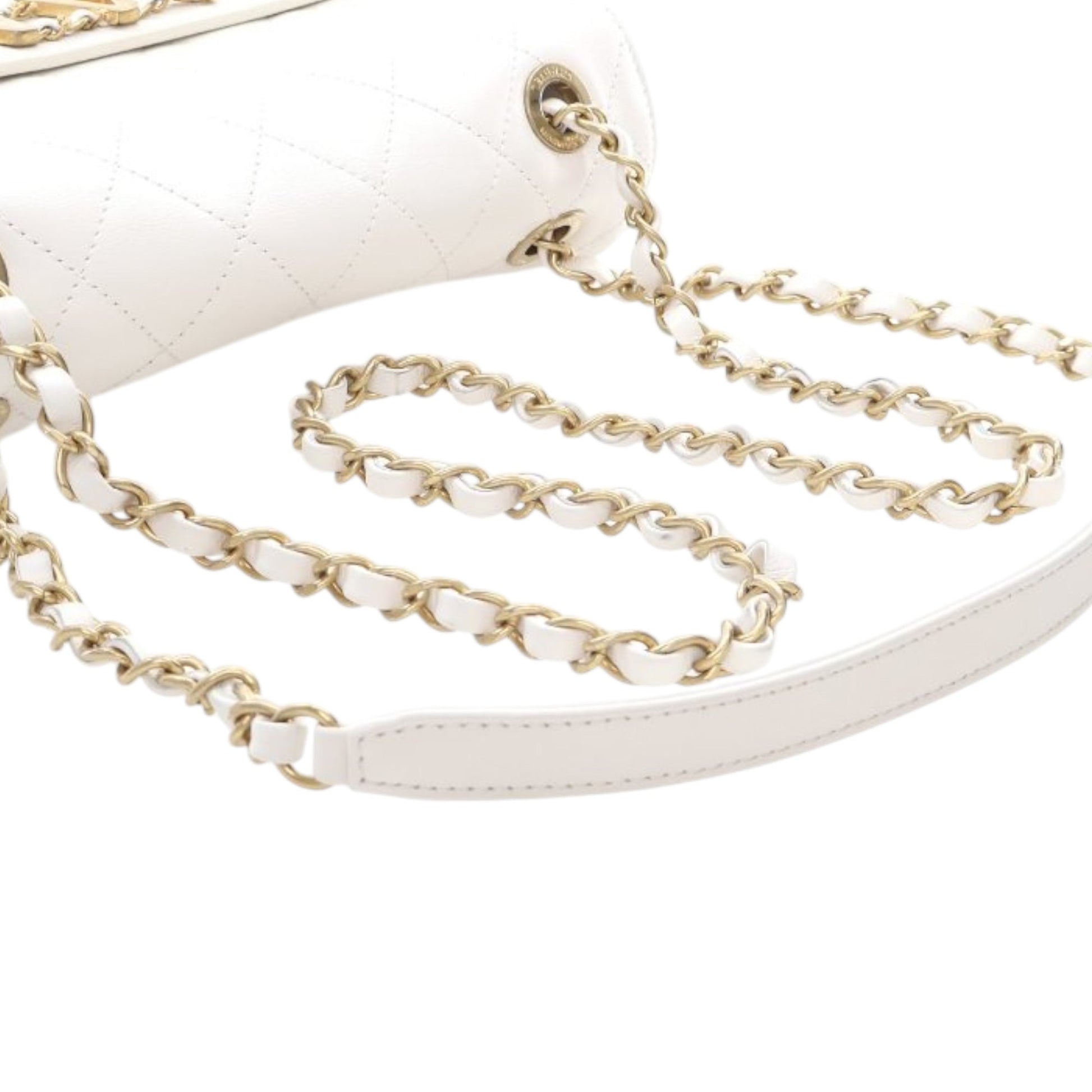 Chanel Medium Quilted Calfskin Logo Enchained Flap