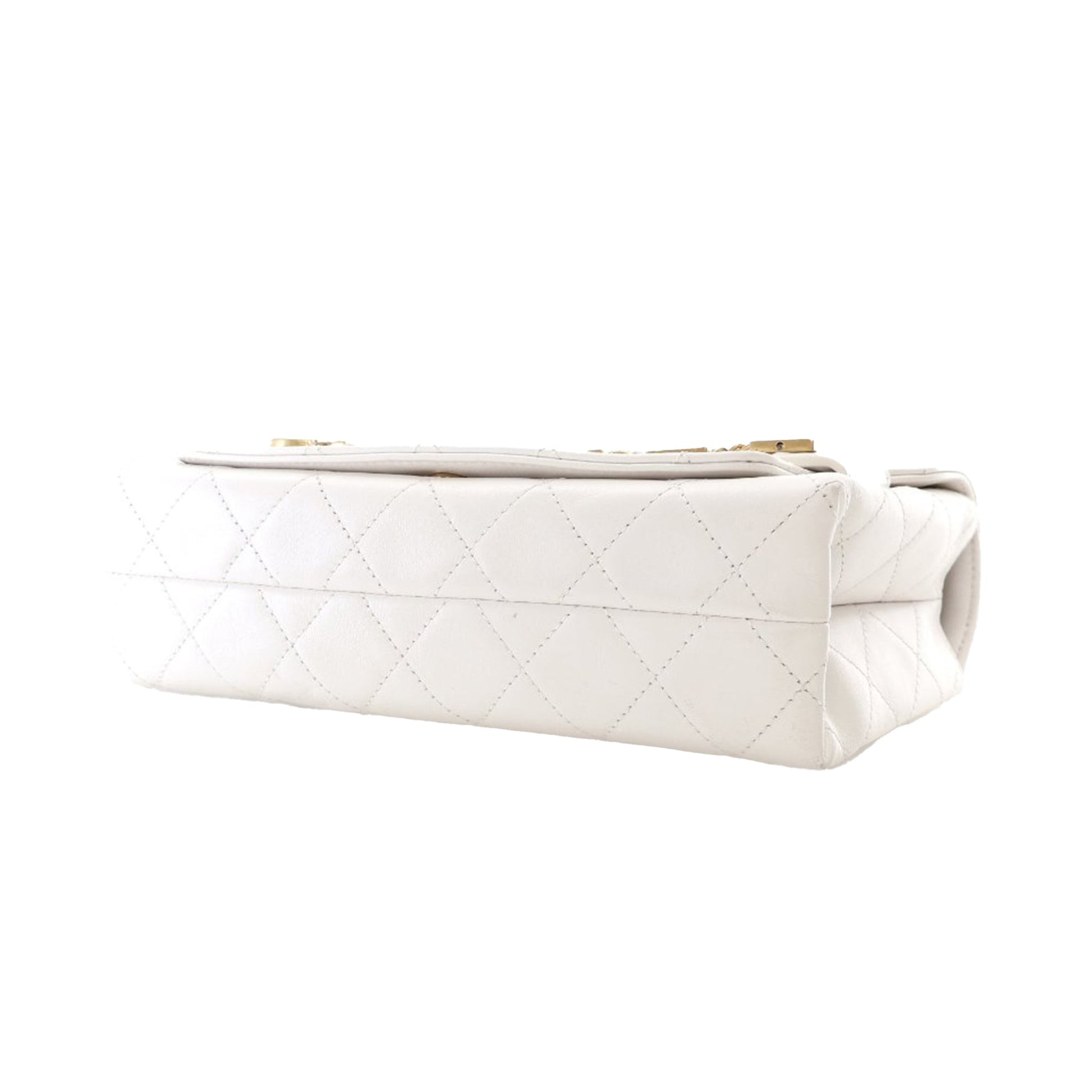 Chanel Medium Quilted Calfskin Logo Enchained Flap