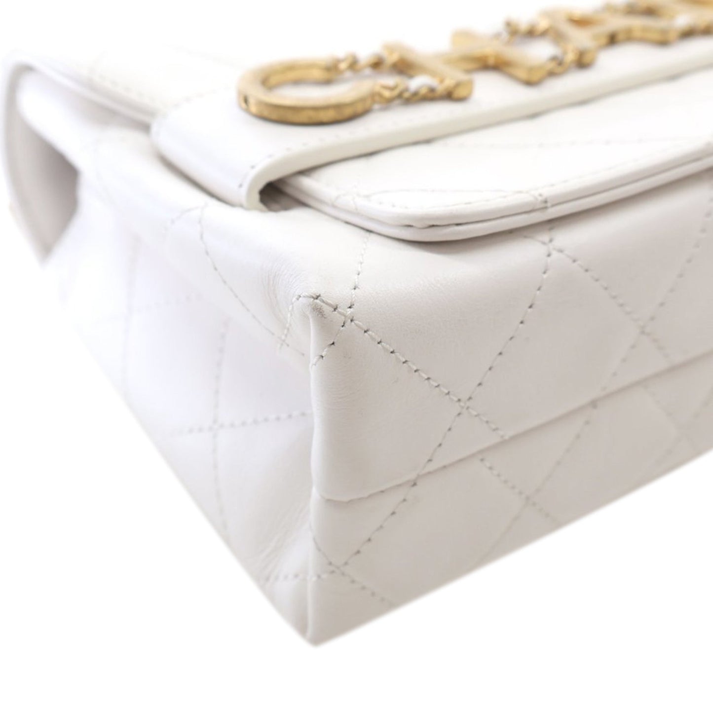 Chanel Medium Quilted Calfskin Logo Enchained Flap