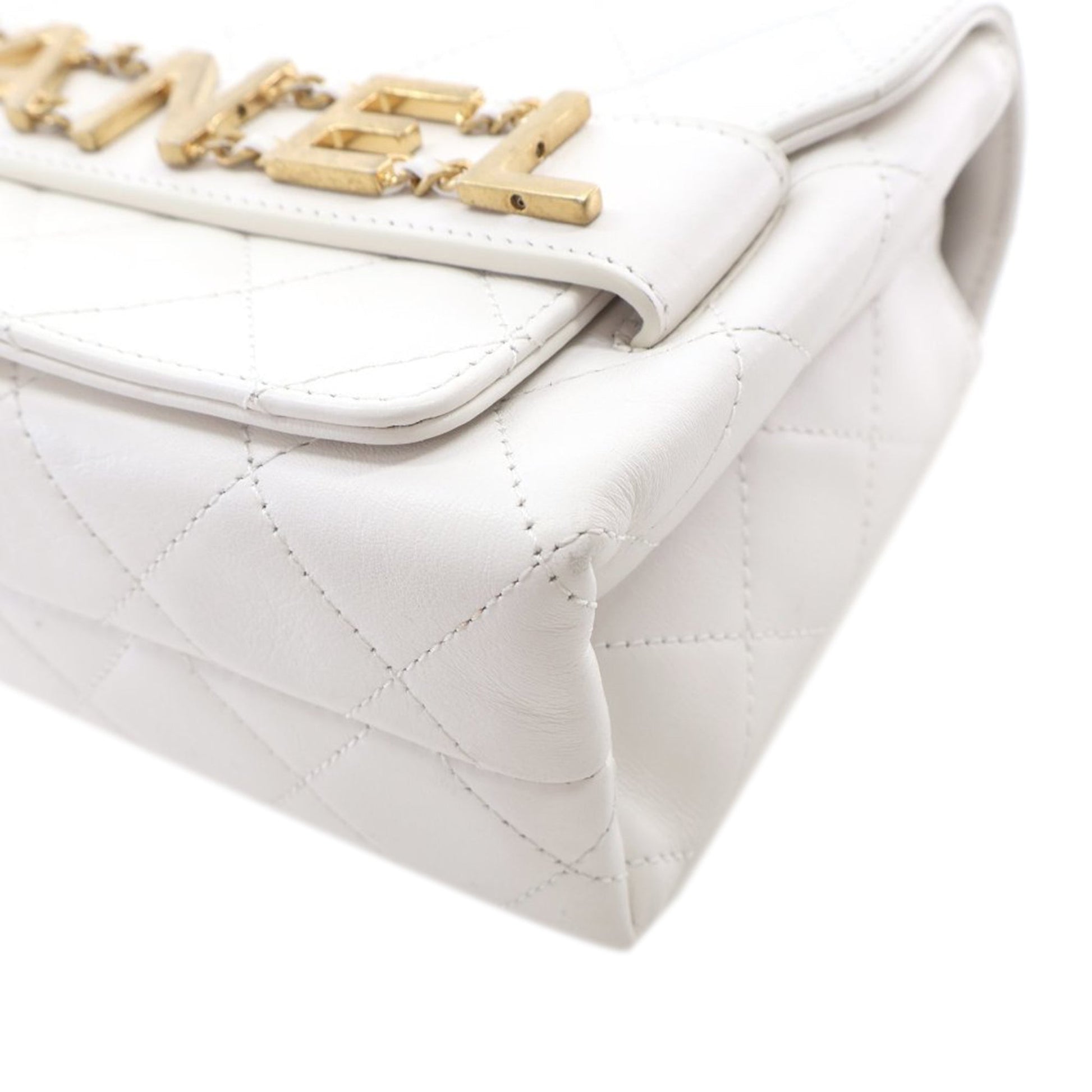 Chanel Medium Quilted Calfskin Logo Enchained Flap