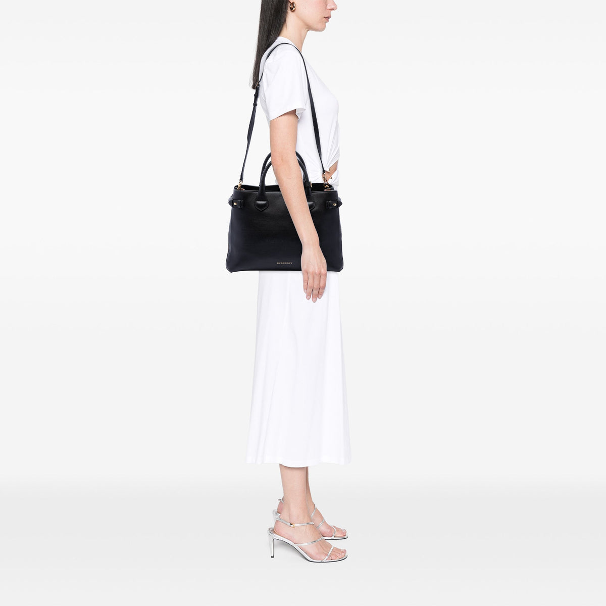 Burberry Medium Leather and House Check Banner Satchel
