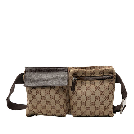 Gucci GG Canvas Double Pocket Belt Bag