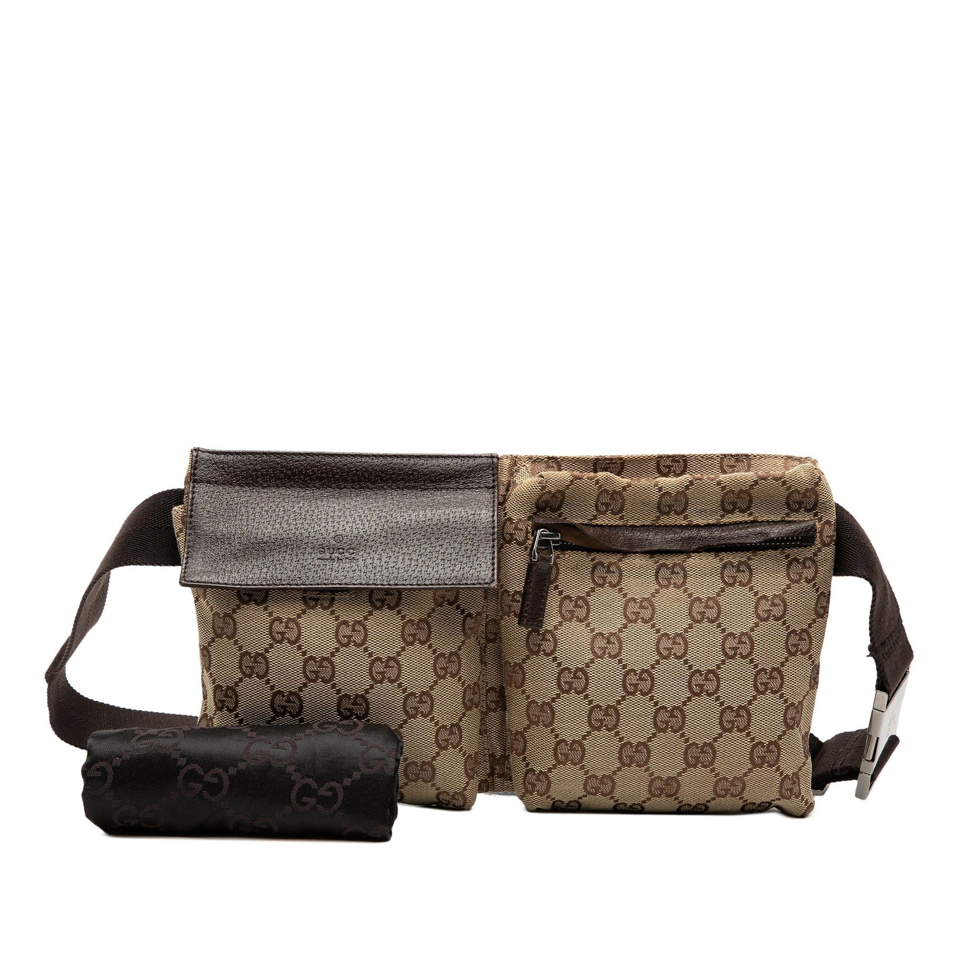 Gucci GG Canvas Double Pocket Belt Bag