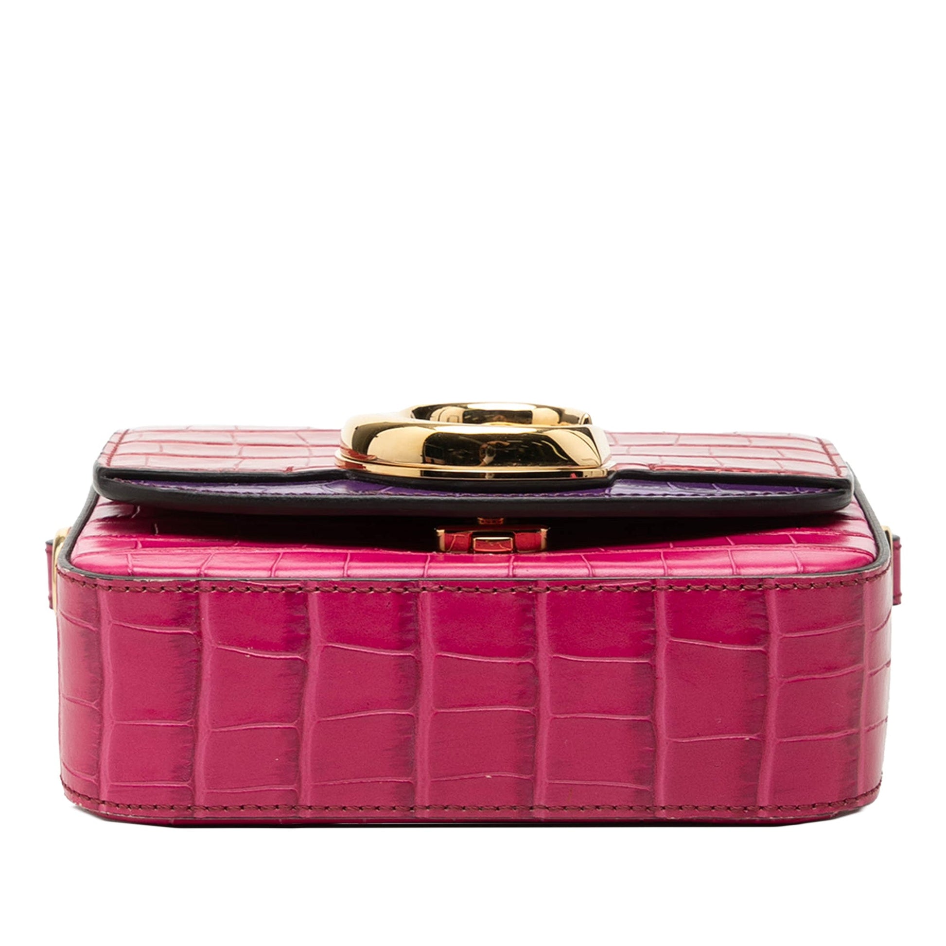 Chloé Mini Tricolor Croc Embossed Calfskin C Satchel