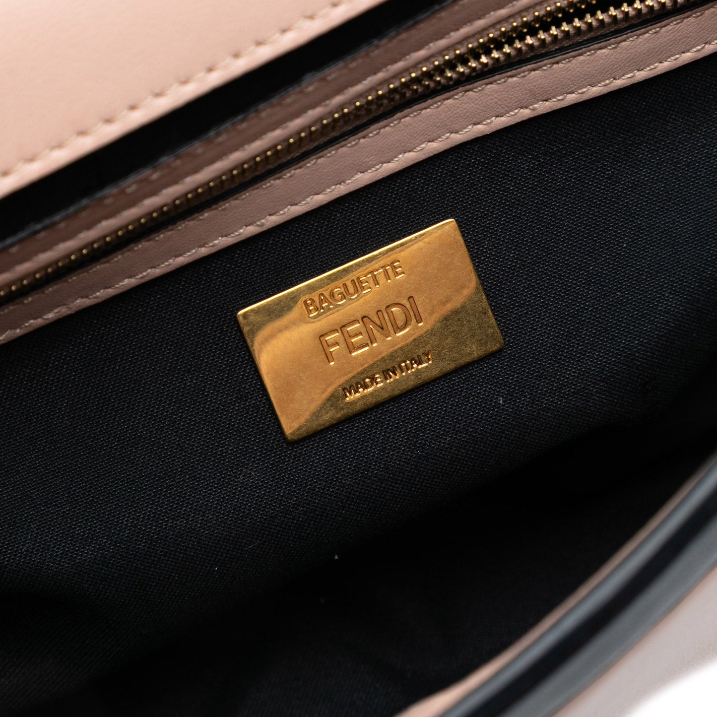 Fendi Bicolor Leather Chain Midi Baguette