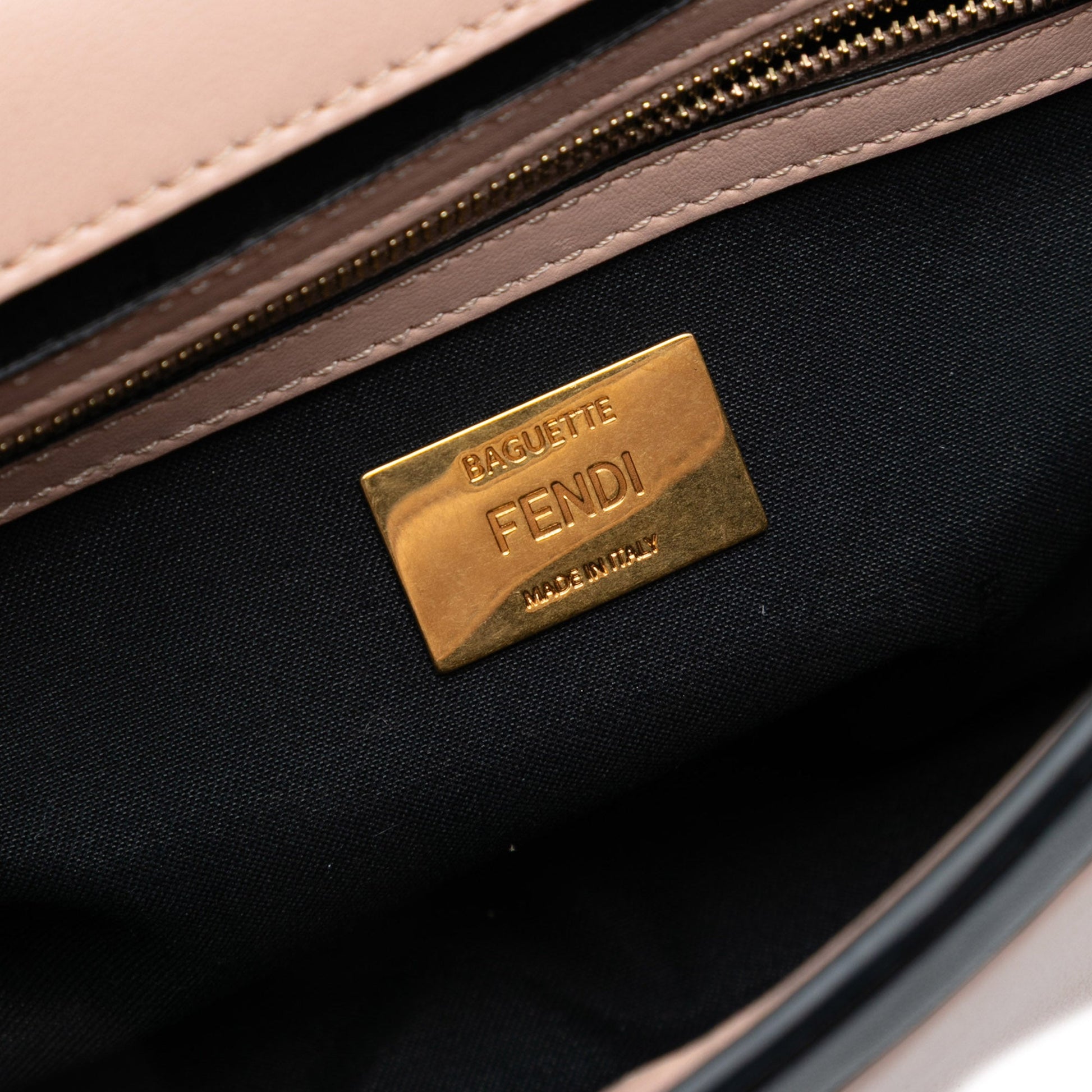 Fendi Bicolor Leather Chain Midi Baguette
