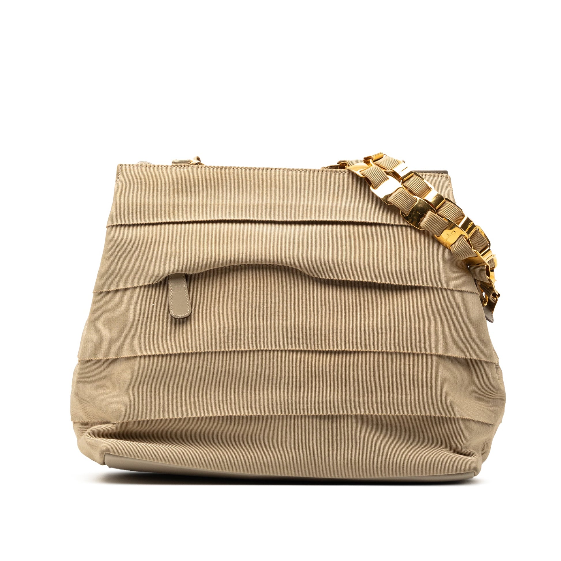 Ferragamo Nylon Tiered Grosgrain Shouder Bag