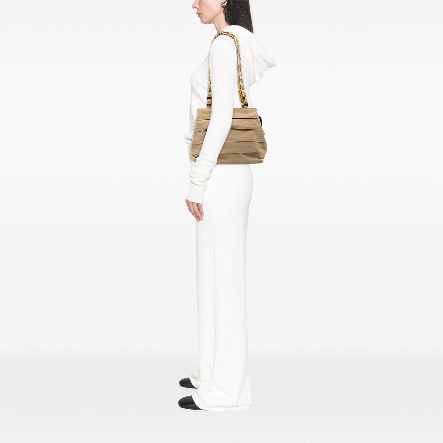 Ferragamo Nylon Tiered Grosgrain Shouder Bag