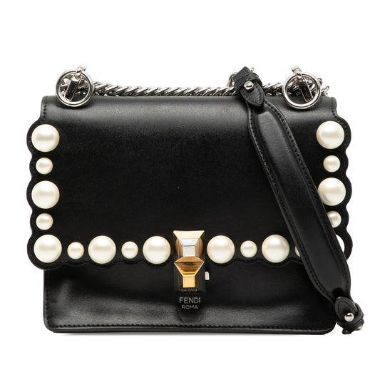 Fendi Mini Scalloped Leather and Pearls Kan I Crossbody