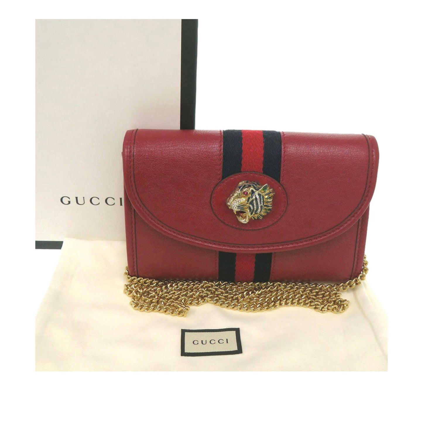 Gucci Mini Calfskin Rajah Web Chain Crossbody