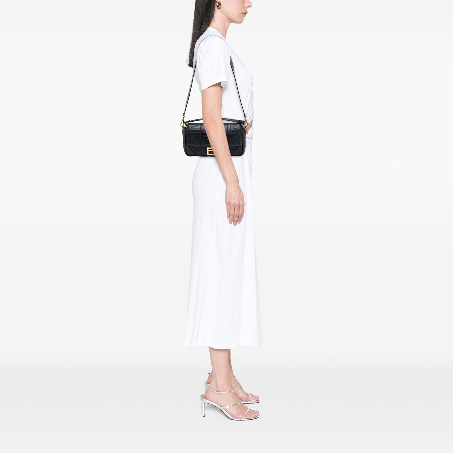 Fendi Zucca Embossed Leather Baguette Satchel