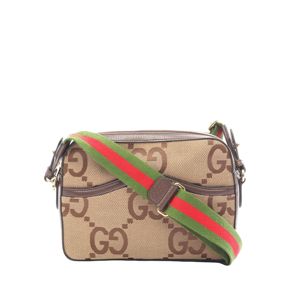 Gucci Jumbo GG Canvas Web Crossbody — Beige