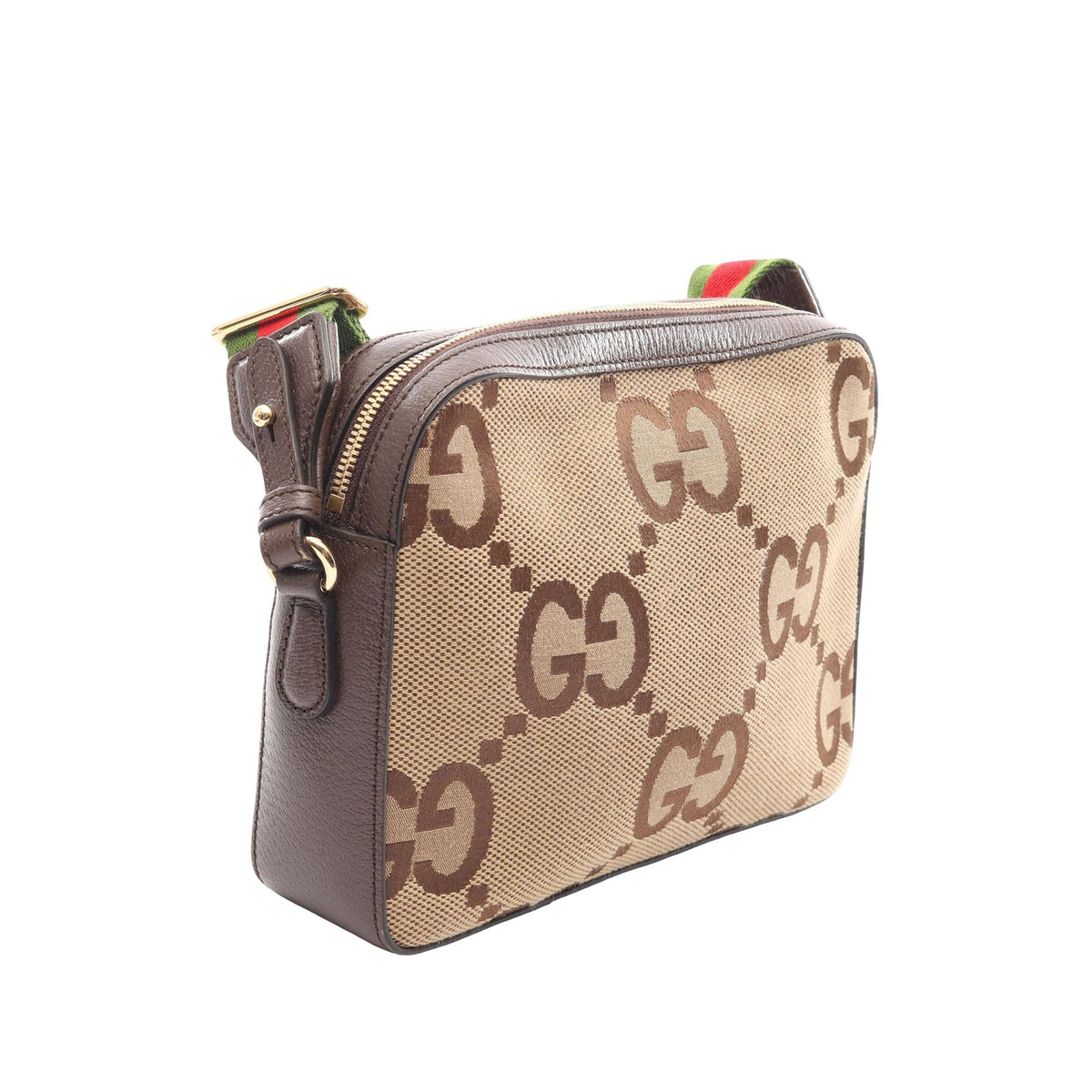 Gucci Jumbo GG Canvas Web Crossbody — Beige