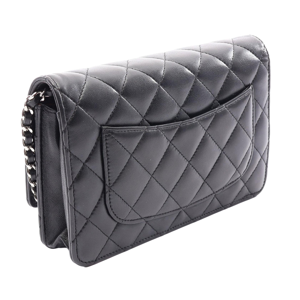 Chanel CC Quilted Lambskin Wallet On Chain — Black