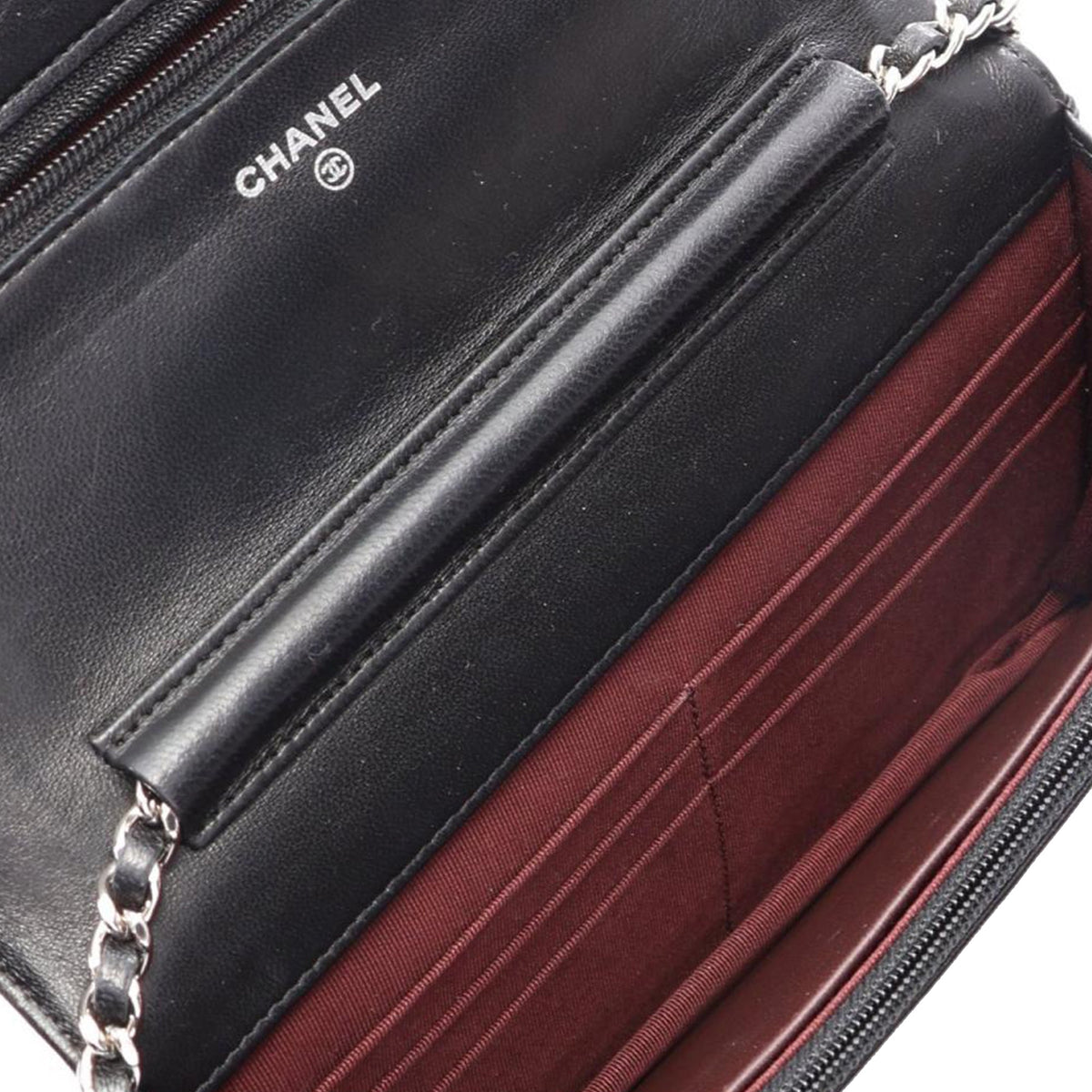 Chanel CC Quilted Lambskin Wallet On Chain — Black