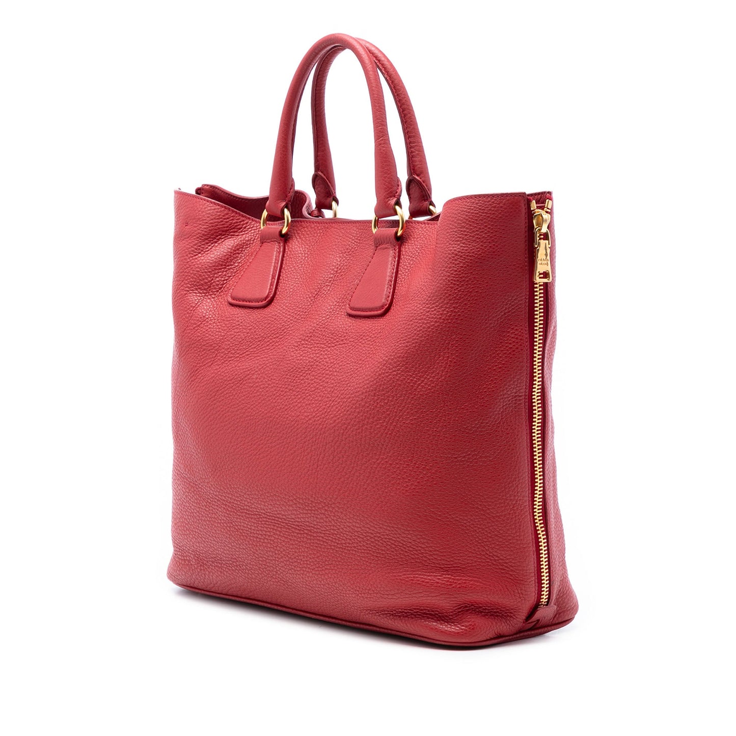 Prada Vitello Daino Side Zip Shopper Tote