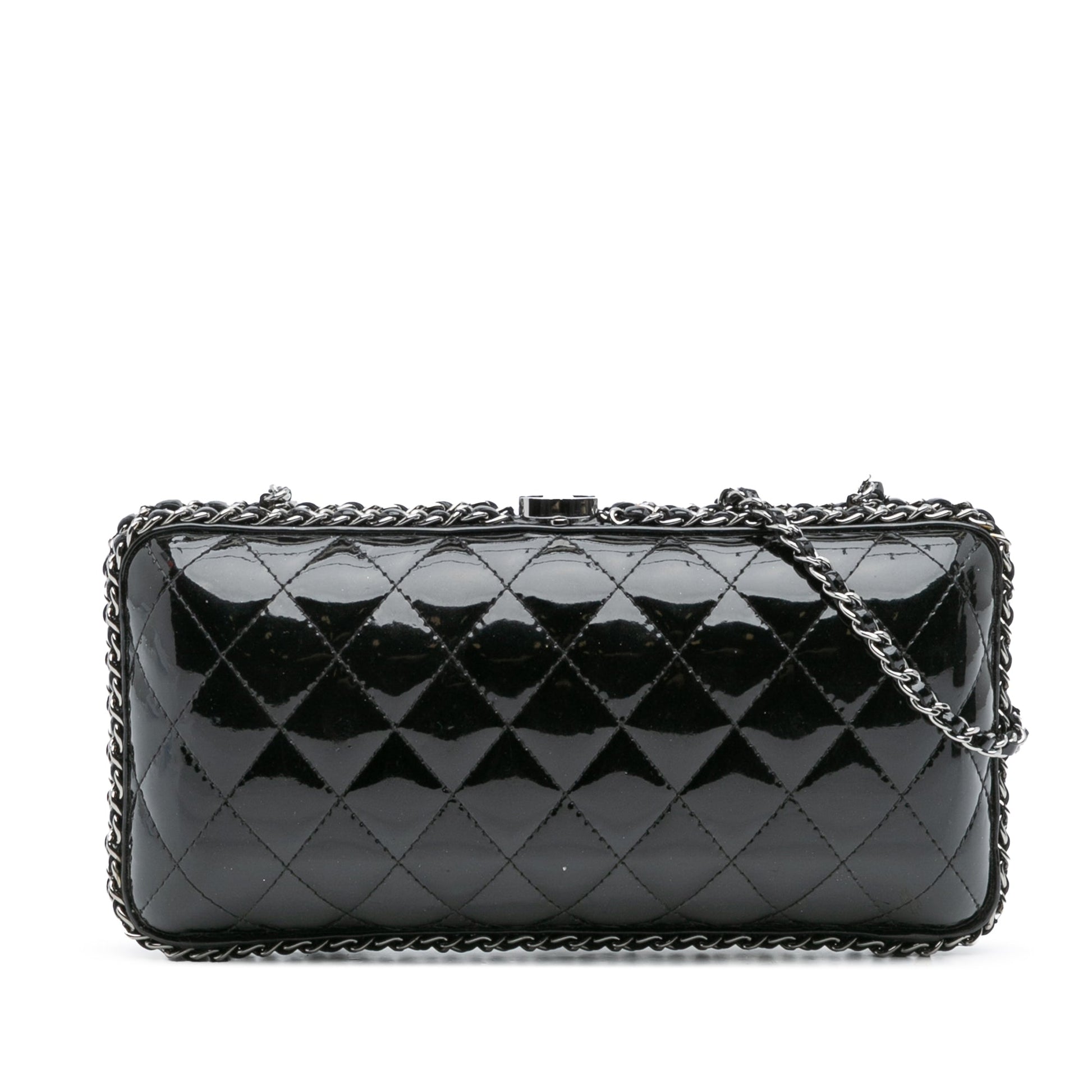 Chanel Quilted Patent Chain Around Clutch