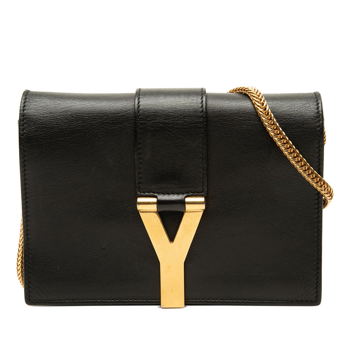Saint Laurent Mini Leather Chyc Ligne Crossbody — Black