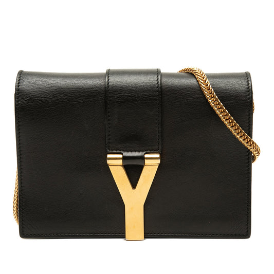 Saint Laurent Mini Leather Chyc Ligne Crossbody — Black