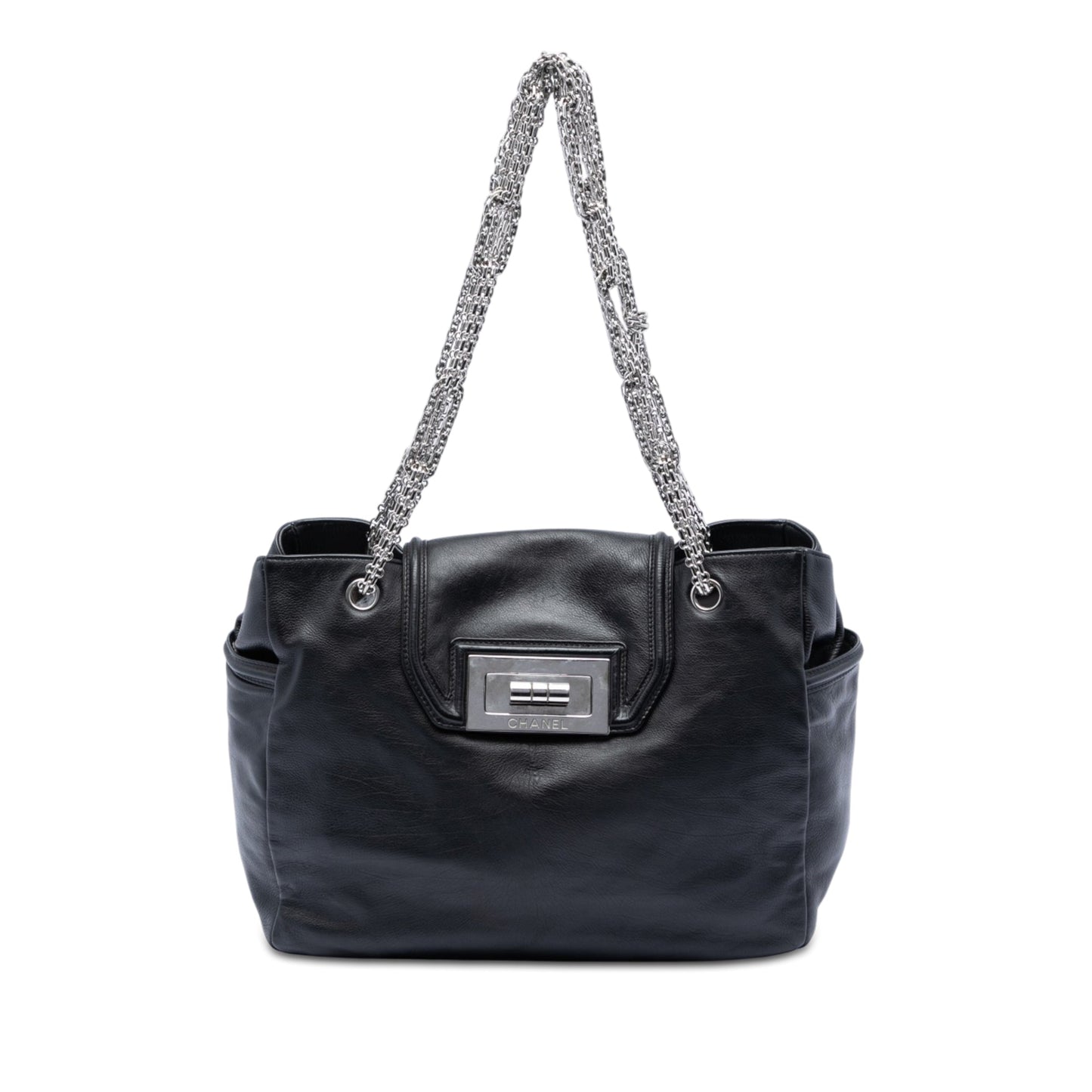 Chanel Large Lambskin Mademoiselle Lock Jewelry Chain Tote