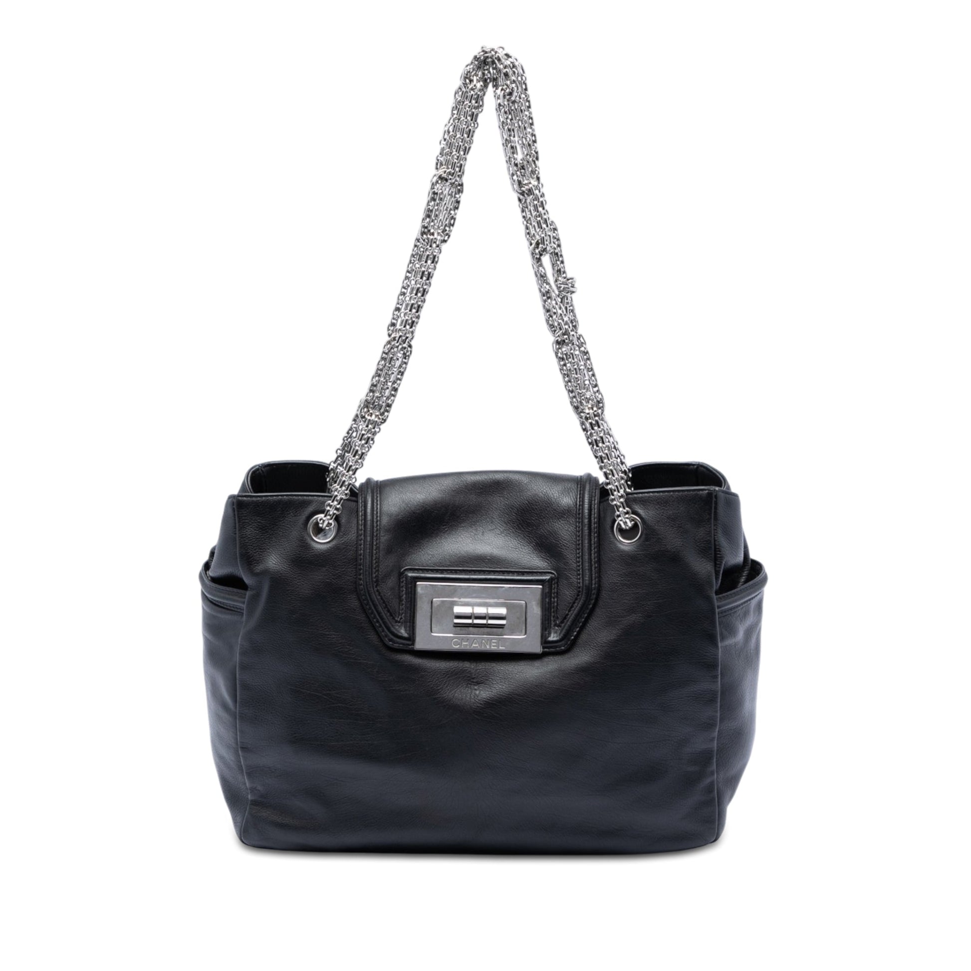 Chanel Large Lambskin Mademoiselle Lock Jewelry Chain Tote