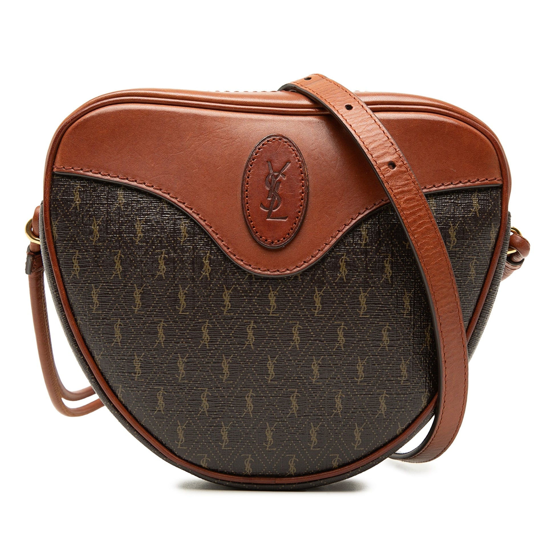 Saint Laurent Le Monogramme Coated Canvas and Leather Coeur Crossbody