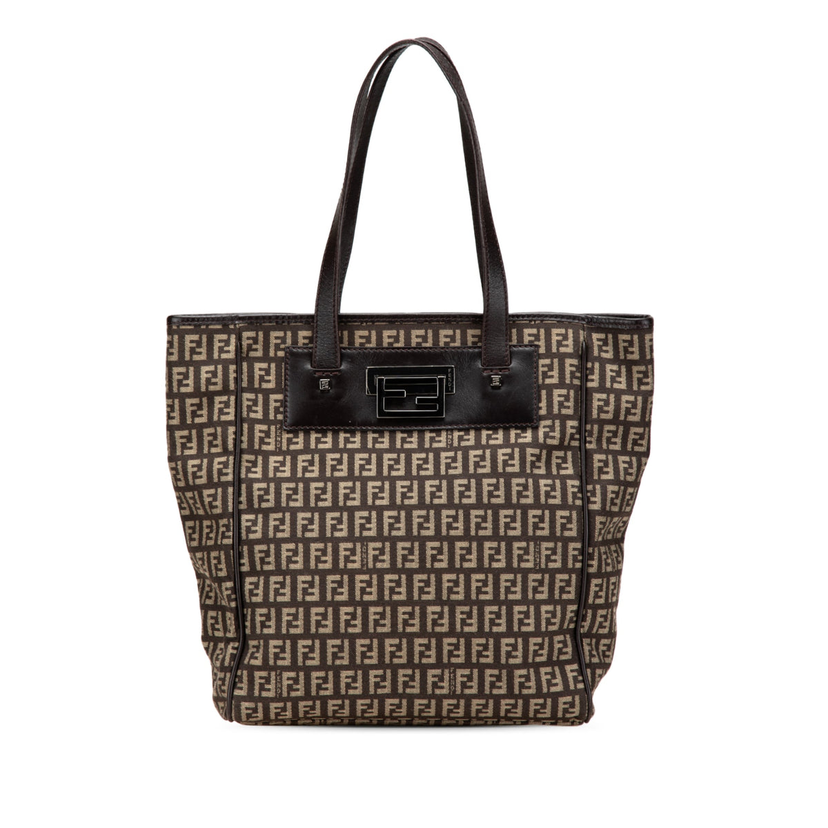 Fendi Zucchino Canvas Tote — Brown