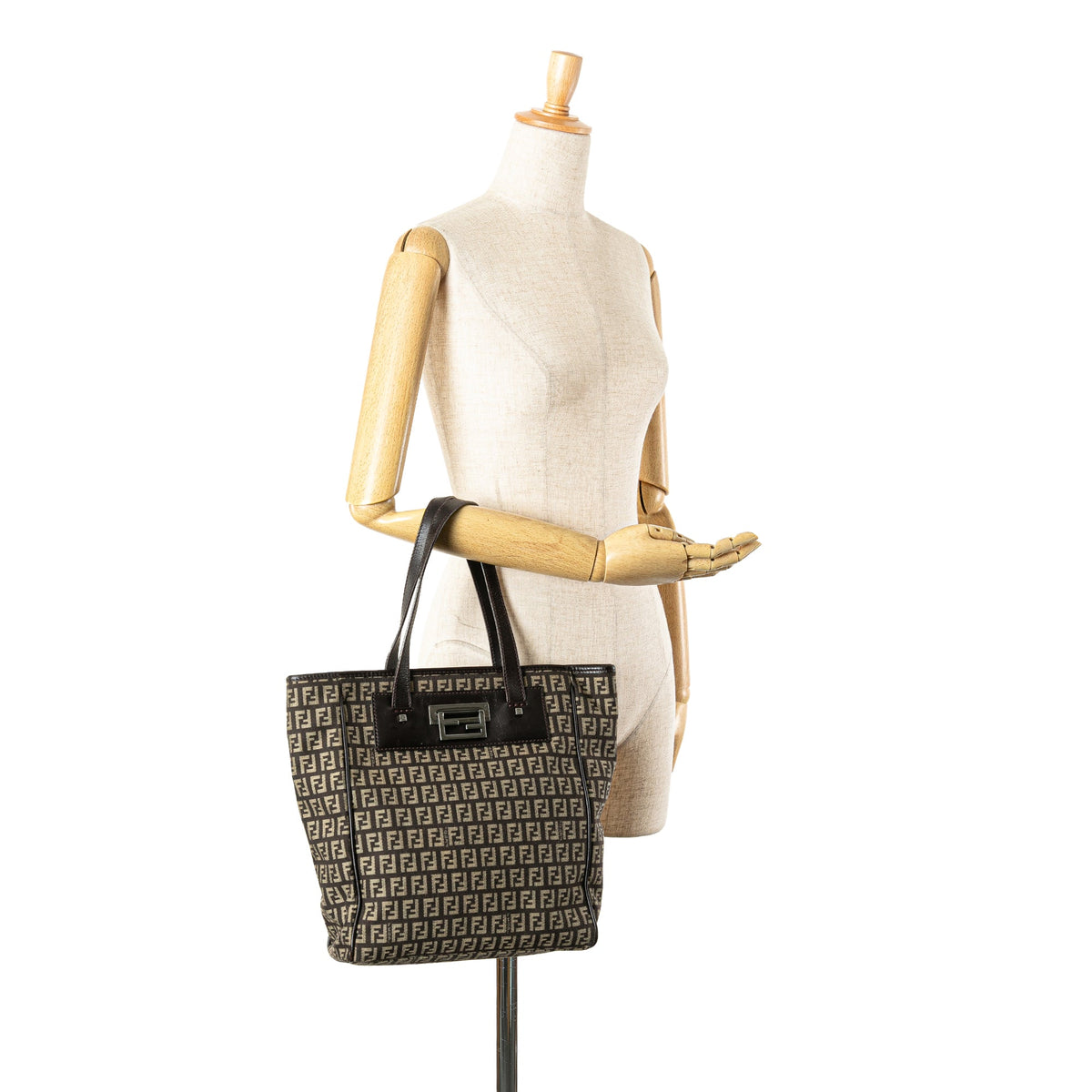 Fendi Zucchino Canvas Tote — Brown