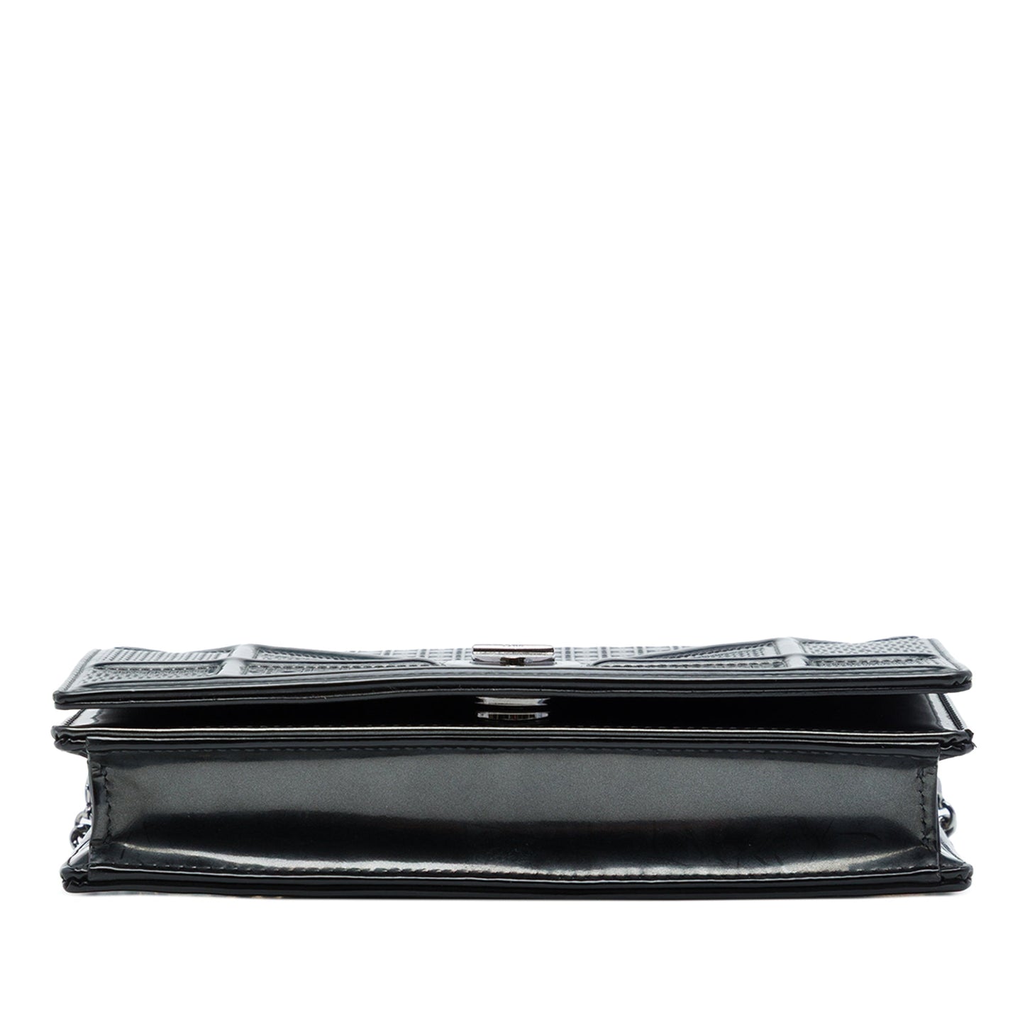 Dior Metallic Patent Microcannage Diorama Wallet on Chain