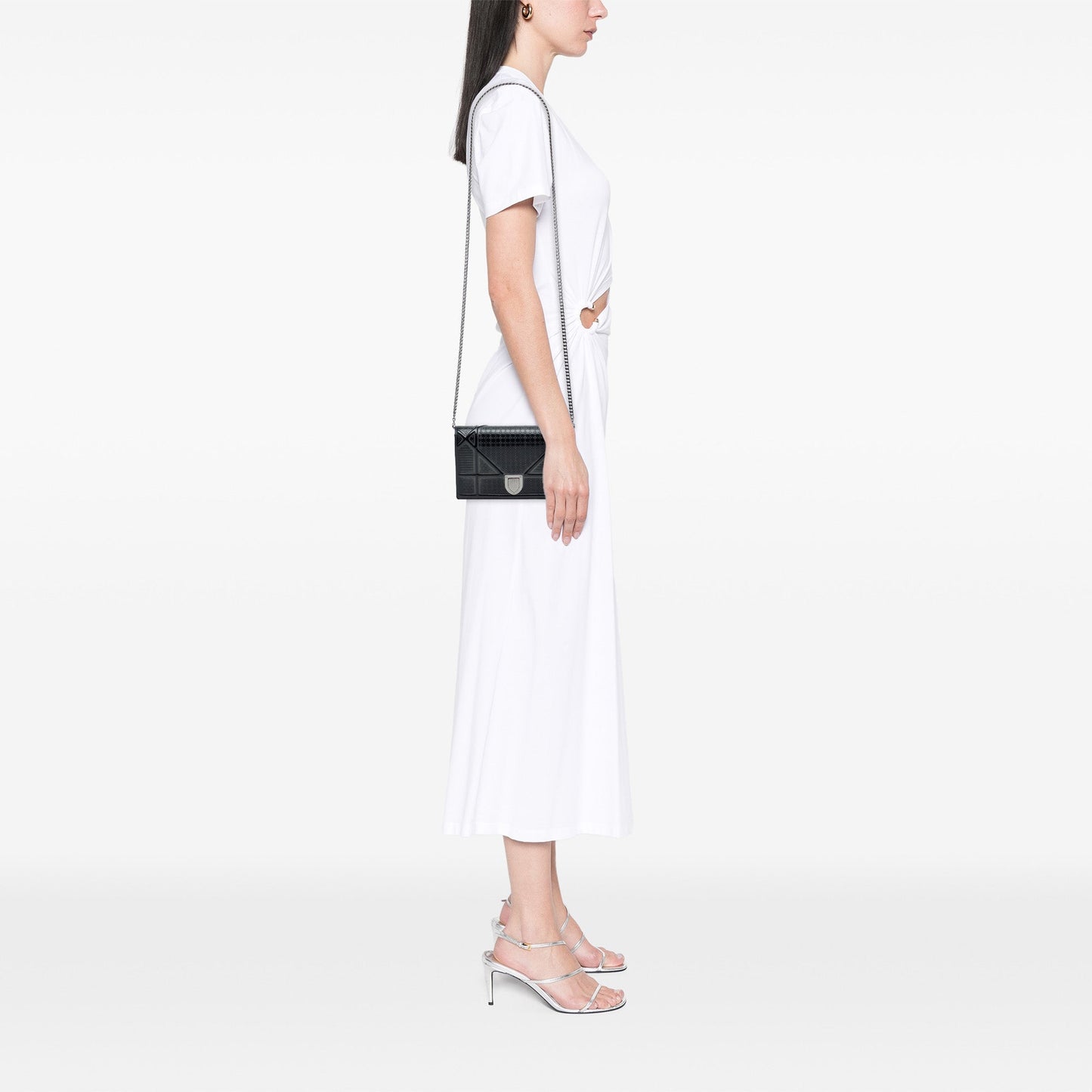 Dior Metallic Patent Microcannage Diorama Wallet on Chain