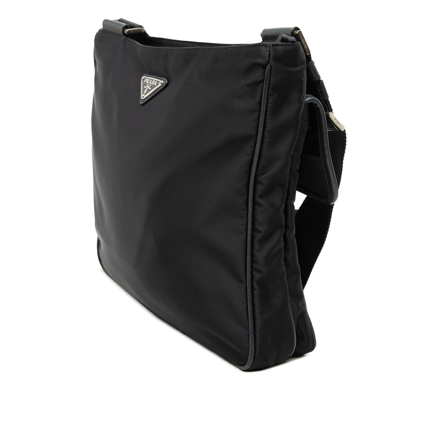 Prada Saffiano Trimmed Tessuto Zip Top Crossbody