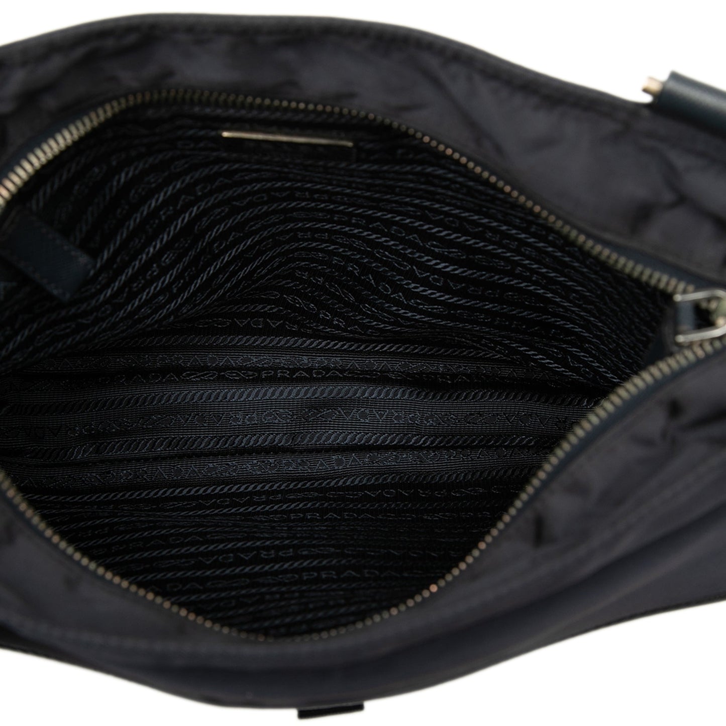 Prada Saffiano Trimmed Tessuto Zip Top Crossbody