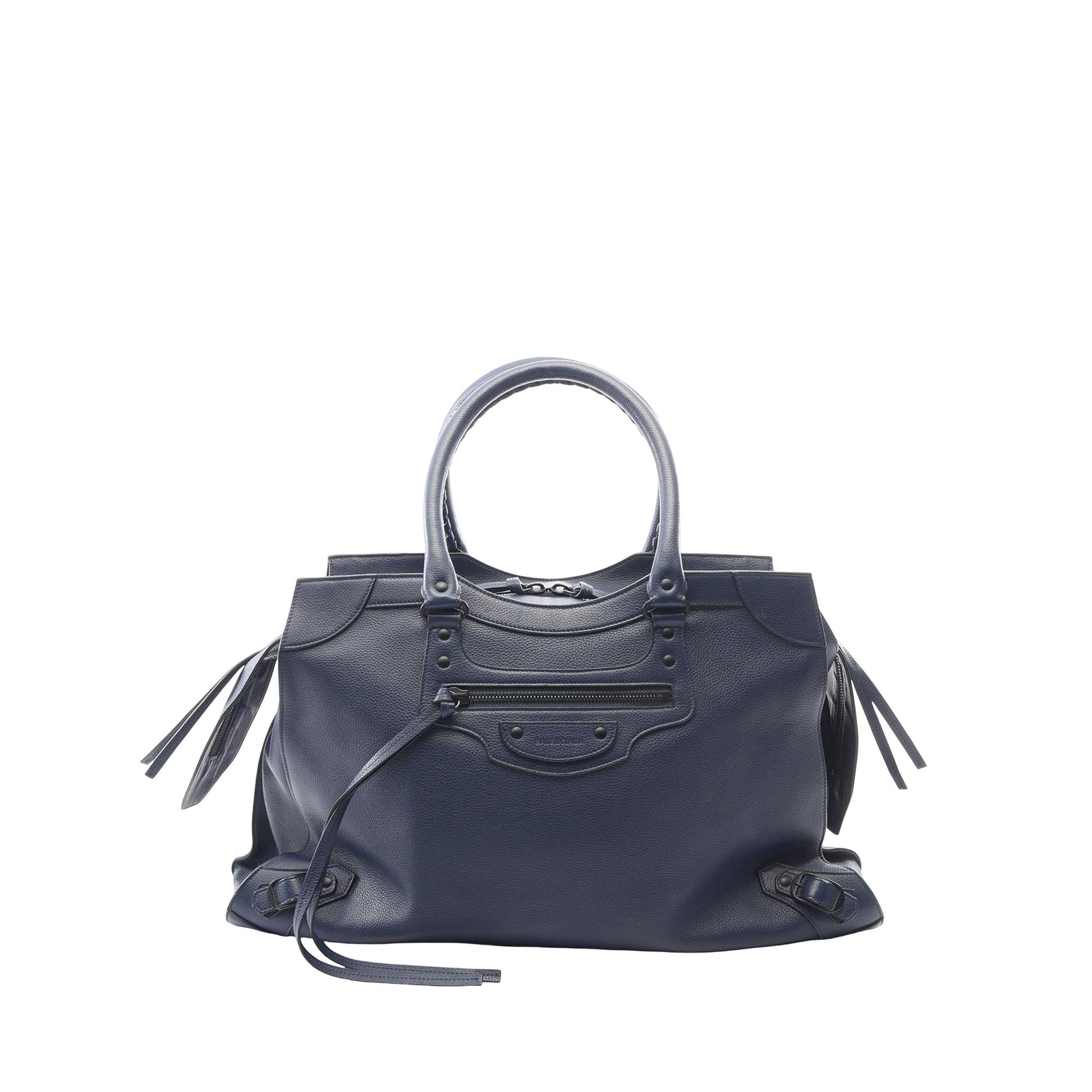 Balenciaga Large Grained Calfskin Motocross Neo Classic City Satchel