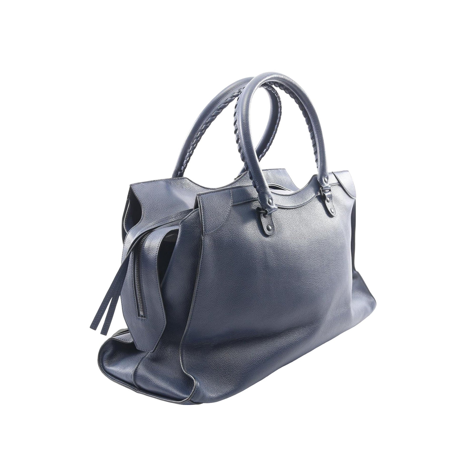 Balenciaga Large Grained Calfskin Motocross Neo Classic City Satchel