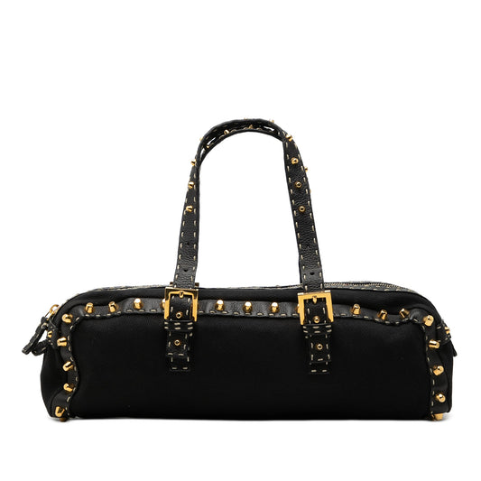 Fendi Studded Canvas Selleria Bauletto Handbag