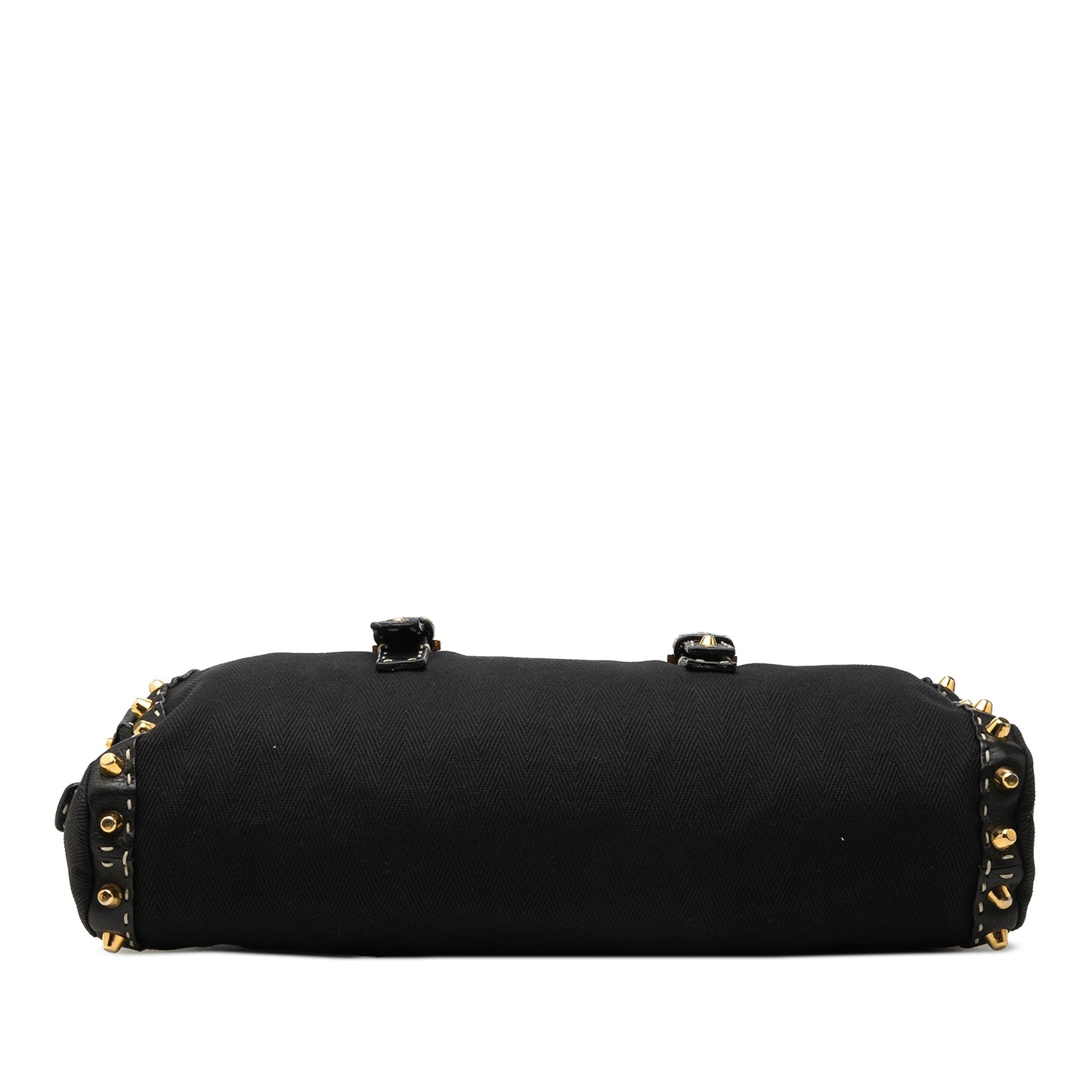 Fendi Studded Canvas Selleria Bauletto Handbag