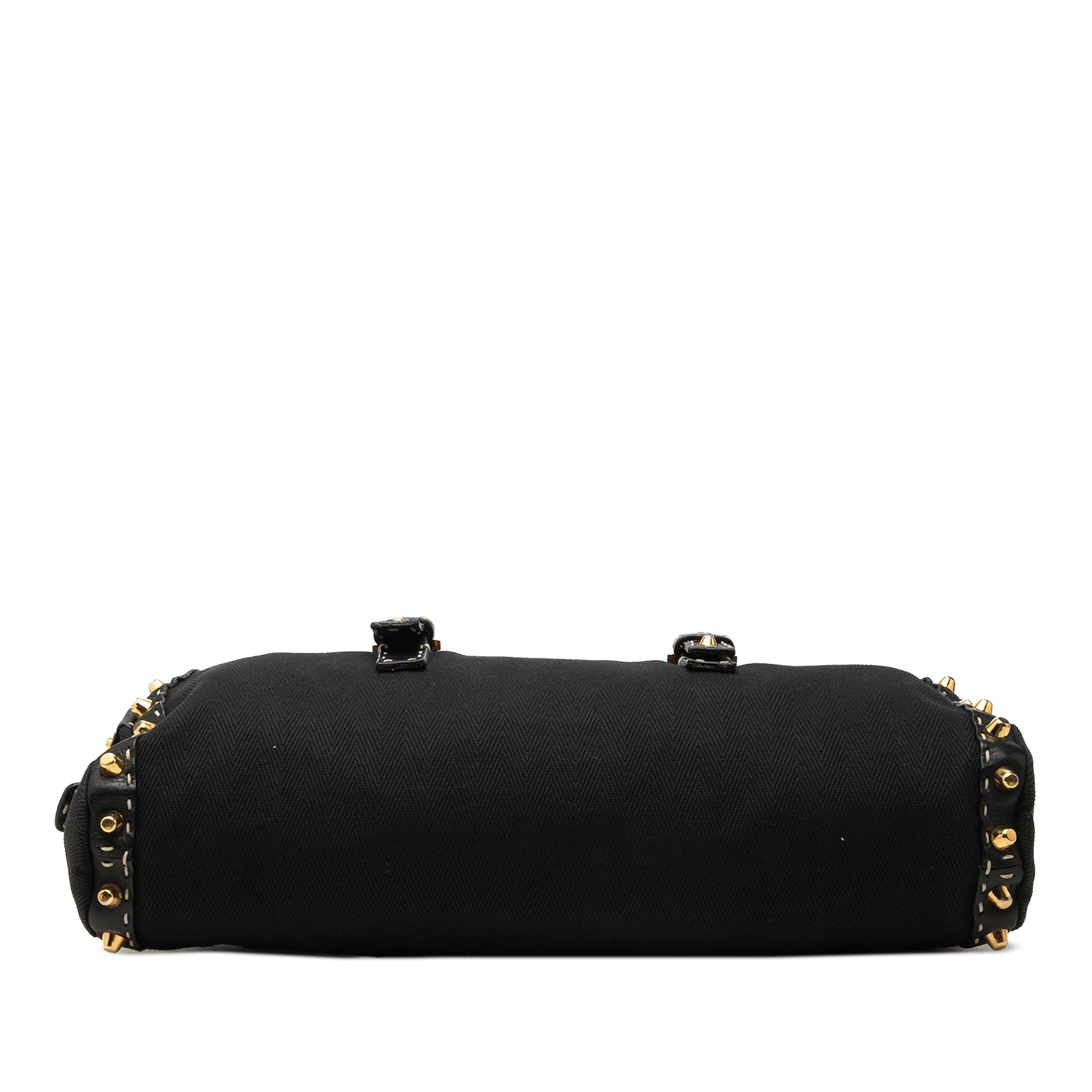 Fendi Studded Canvas Selleria Bauletto Handbag