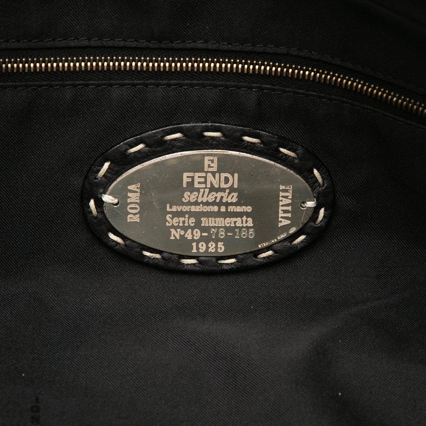 Fendi Studded Canvas Selleria Bauletto Handbag